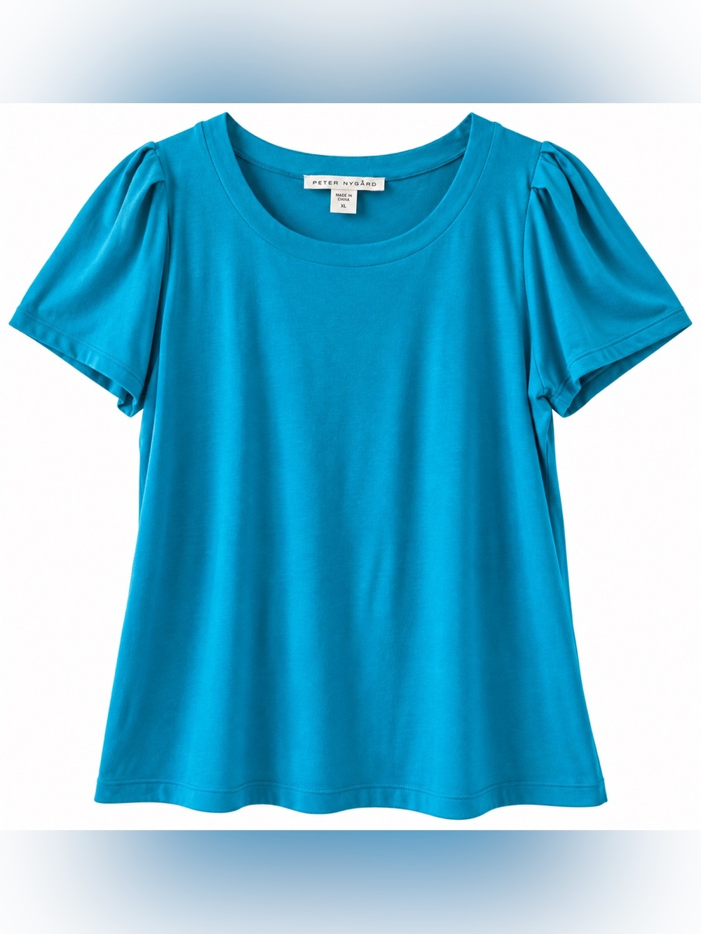 Peter Nygard XL Turquoise Teal Short Sleeve Stretch Top
